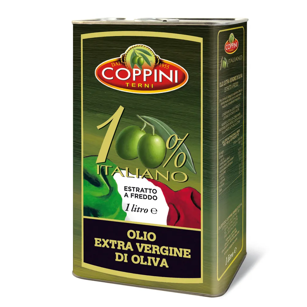 Экстра натуральное оливковое масло COPPINI 100% итальянский 1 литровый жестяной