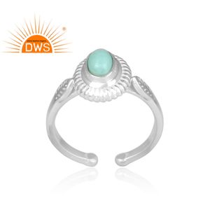 Anillo de plata de primera ley con gema azul turquesa para mujer, sortija, plata esterlina, diseño fino, hecho a mano - Product Image 2