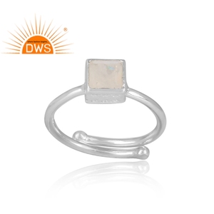 Rainbow Moonstone <b>Ring</b> <b>Adjustable</b> <b>Rings</b> Jewelry Wholesaler Shiny Finished 925 Sterling Silver Jewelry Supplier - Product Image 2