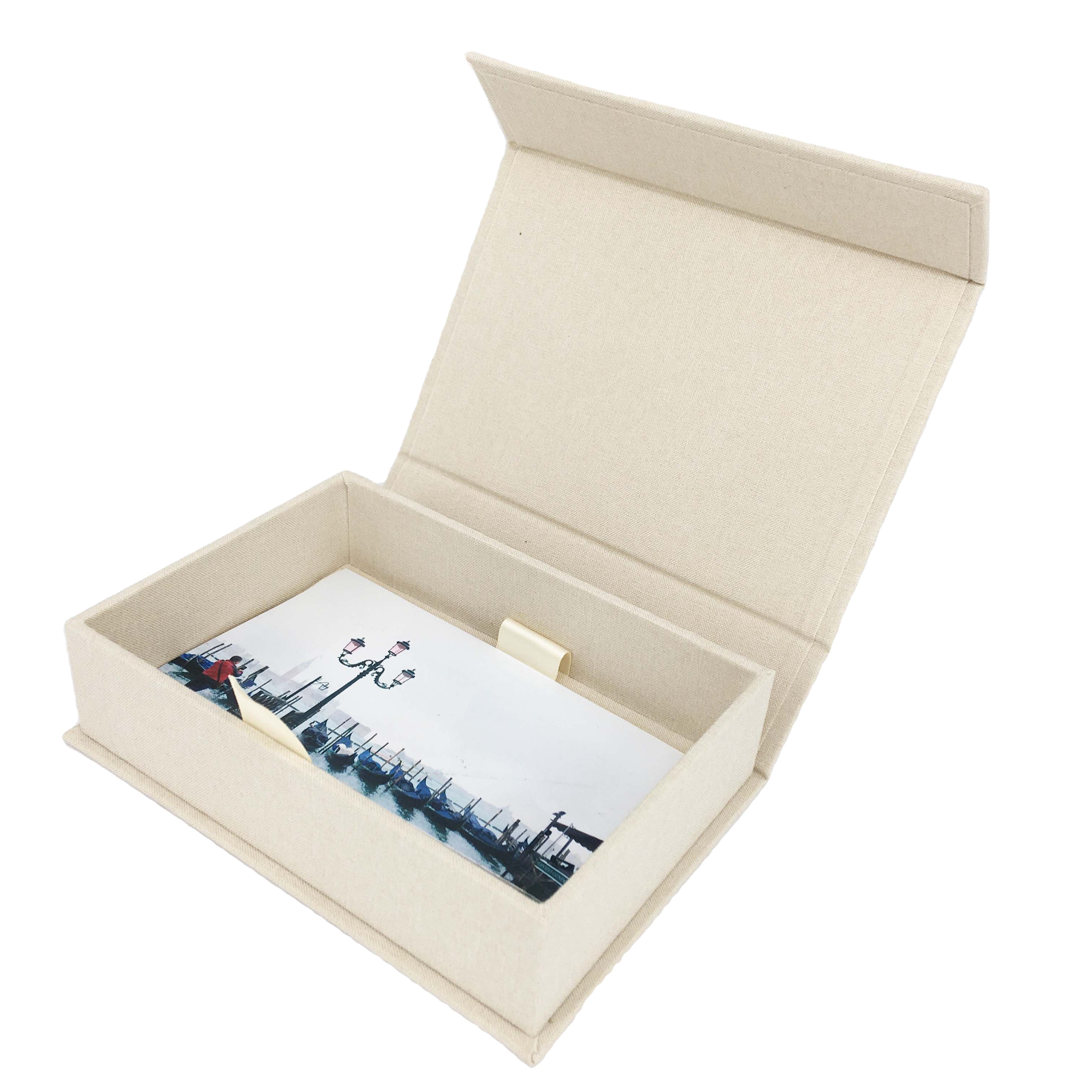 Профессиональный производитель, Роскошный Жесткий Чехол для фотоальбомов из льна с USB-флэш-накопителем и 4*6 дюймовыми фотографиями, подарочные коробки