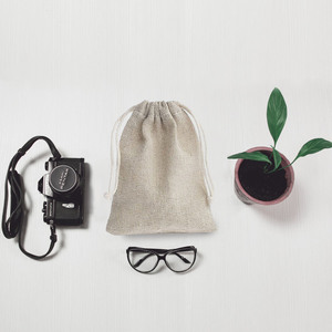 Logo imprimé lin Lingerie sac Style naturel caractéristiques tissu doublure perle arc lettre chaîne paillettes deux cordes bouton gland - Product Image 4