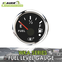 Jauge 52 mm en acier inoxydable avec lunette, cadran noir, étanche, antirouille, lentille convexe, affichage LED blanc 12-24V pour carburant