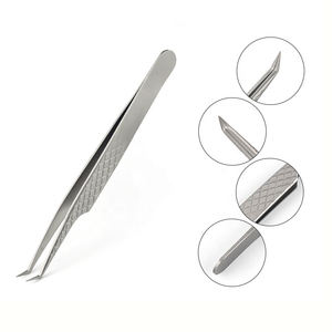 Pinzas de acero inoxidable con logotipo personalizado, venta al por mayor, para extensión de pestañas, herramientas de maquillaje de acero inoxidable - Product Image 1