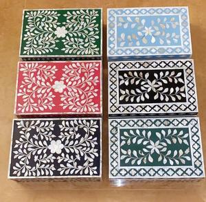 Nuevo diseño indio hecho a mano MDF hueso resina forma cuadrada Color blanco y negro caja de regalo fiesta de oficina regalo usado hermoso diseño - Product Image 3