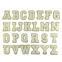 Patch en chenille avec lettres scintillantes personnalisées, patch en chenille avec lettres de l'alphabet dorées, patch en chenille brodé avec lettres, patch scintillant en forme de cœur et d'avion pour sac en nylon