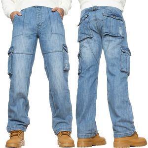 Trousers Heavy Duty <b>Work</b> Casual Big Tall Denim Pants Mens Cargo <b>Jeans</b> with Multi Pockets High Quality Cargo Trousers - Product Image 1