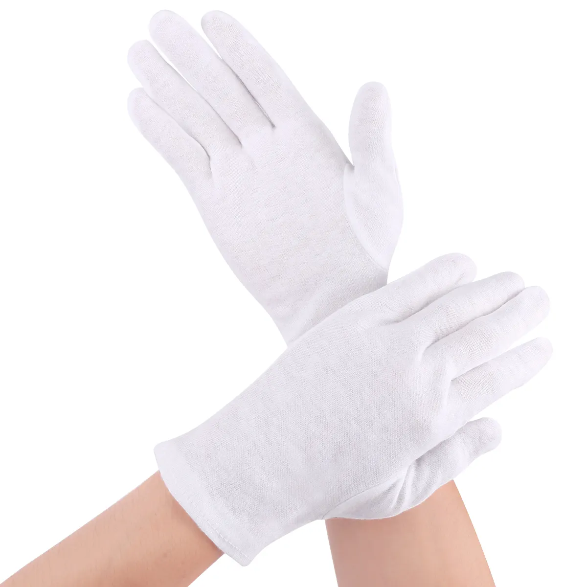Premium Customized logo Uniform marching screen band printed 100% white cotton gloves Full Fingers by Canleo International