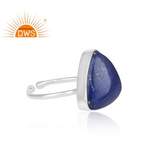 Jewelry 925 Fine Sterling Silver Triangular <b>Lapis</b> <b>Lazuli</b> Gemstone <b>Ring</b> Adjustable <b>Ring</b> Manufacturer Jewelry - Product Image 3