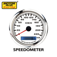 Sensor Odometer Speedometer GPS Elektrik Analog 85mm 220 km Lampu Latar LED Merah Pelat Depan Putih Universal Cocok untuk Motor Meter