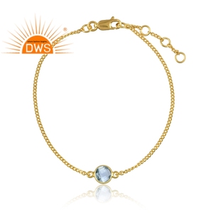 Bracelet en topaze naturelle pour hommes, pierres précieuses, plaqué or, haute qualité, marque de bijoux naturels - Product Image 2
