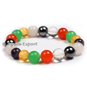 <b>Engraved</b> Fancy Gemstone Antique 7 Chakra Druzy Double Layer Beaded Bracelet - Product Image 6