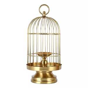 Gold Metal <b>Bird</b> <b>Cage</b> Lantern Home Hotel Display Decoration Candlestick - Product Image 1