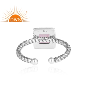 Bague en topaze rose, oxydée, en argent 925, fabriquée à la main, collection délicate, fabricant de bijoux - Product Image 4