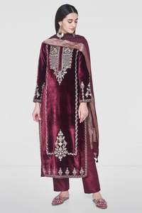 Elegante largo Kameez bordado mano Zardozi trabajo moda gasa pantalón encaje botón lentejuelas Natural lavable diario fiesta desgaste - Product Image 2