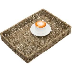 Plateau en rotin au design vintage, forme rectangulaire, grande taille, parfait pour le service des aliments et un décor élégant - Product Image 3