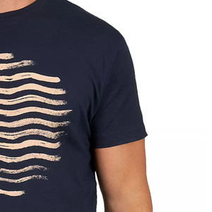 Camisetas de hombre/niño con diseño de ondas solares, hechas a medida por OEM, con serigrafía, color azul marino, colección de verano, de algodón orgánico puro. - Product Image 4