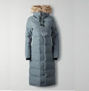 Ademende Hoge Kwaliteit Dames Lange Jas Jas Zware Bubble Vrouwen Stijlvolle Winter Ademende Parka Jas Faux Bont Capuchon