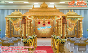 Boda tradicional Radha Krishna Palace Mandap Decoraciones DE BODA indias Mandap Estilo italiano Boda de oro Mandaps Set EE. UU. - Product Image 5
