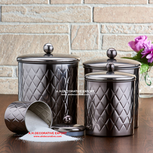 Silver Plated Kitchen <b>Canister</b> <b>Set</b> of 4 Elegant Design Metal Silver Finished <b>Canister</b> <b>Set</b> for Home Kitchen Decoration - Product Image 4