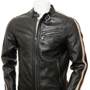 Chaqueta de cuero para motocicleta, estilo motero - Product Image 1