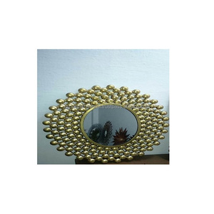 Modern Luxury <b>Vintage</b> Design Metal <b>Wall</b> Art <b>Mirror</b> Matt Black Round Pattern with Magnifying Feature for Home Decor Box Packed - Product Image 2