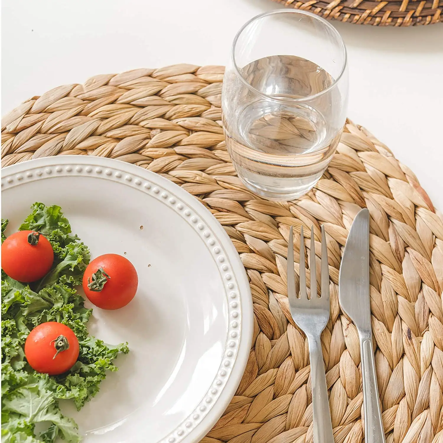 Natural Water Hyacinth Weave Placemat Round Braided Rattan Tablemats - Axel +84 38 776 0892