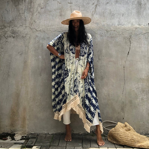 2020 New Look Traditional Pattern Kimono Women Dress <b>Tassel</b> Lace <b>Trim</b> Design Women Kimono - Product Image 1