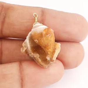 Unique jewelry real crystal shell druzy gold bail pendant connector shell druzy jewelry making pendant bail connector supplies