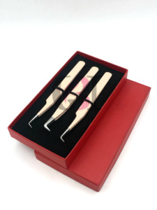 Professionnel nouveau 90 degrés pêche poudre revêtement Extension de cils pince à épiler en acier inoxydable beauté avec Logo personnalisé Instruments - Product Image 3