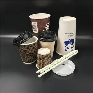 Vente en gros 100% tasse à café en papier kraft de 12oz à emporter à paroi unique biodégradable jetable écologique pour boisson chaude