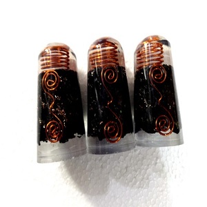 จักระบำบัดมาสค็อทเรกิออร์โกทำด้วยมือไม้กายสิทธิ์สีดำหินโมราควอตซ์เรียบลวดทองแดงหินอัญมณีฮวงจุ้ย orgonite - Product Image 1