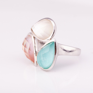 Anillo de Plata 925 con Piedras Preciosas Naturales, Turquesa y Madreperla, Alta Calidad, Precio de Fábrica, de Tailandia - Product Image 5