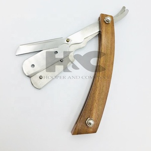 Maquinilla de afeitar profesional, mango de madera, hoja reemplazable superior recta de acero inoxidable, Logo personalizado, la mejor oferta - Product Image 5