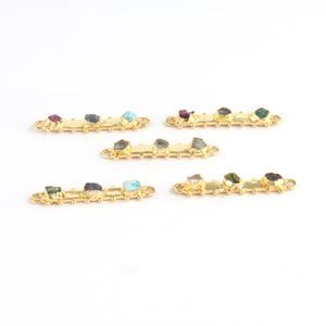 Conector personalizado para hacer joyas, joyería, chapado en oro, Gema rugosa mixta, pulsera, collar - Product Image 5