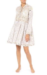 Bohemian Floral Embroidery Lace Eco-Friendly Sequined 100% Cotton Mini Dress O-Neck Sleeveless Loose Summer Women's Plus Size - Product Image 2