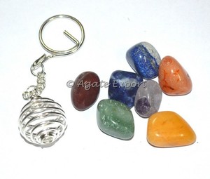 Chakra Tumbled Stone Healing Tumbled Chakra Stone llavero de khambhat Semi-Precious Stone Craft Makers - Product Image 1