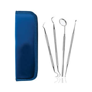 Kit de nettoyage pour les dents, ensemble d'instruments dentaires, avec miroir, pinces, 4 pièces - Product Image 1