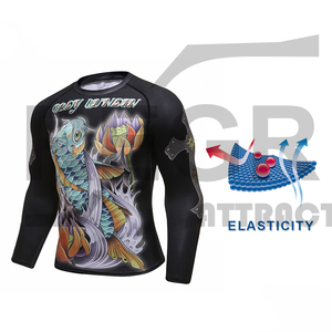 Protector de sarpullido mma de compresión, manga larga, estampado por sublimación, diseño OEM - Product Image 1