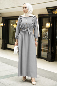 Floral Patterned Veiling <b>Dress</b> Islamic Clothing Turkish <b>Dresses</b> Modest Fashion Abaya <b>Tunic</b> Hijab Modest <b>Dress</b> - Product Image 4