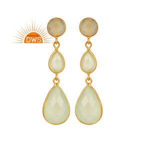 Pendiente colgante de piedras preciosas de Calcedonia verde Natural de Plata de Ley 925 para mujer, joyería para mujer, regalo para ella - Product Image 1