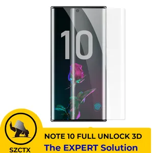 galaxy หมายเหตุ10 plus สติกเกอร์ Suppliers-Perfect Fingerprint unlock UV Nano Liquid Tempered Glass Screen Protector For Samsung Galaxy Note 10 Plus S10 Plus