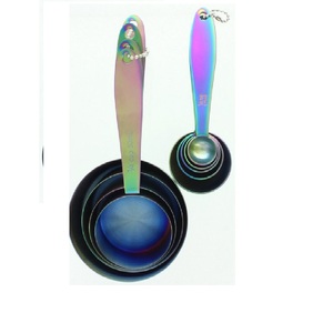 Tazas medidoras de metal de diseño antiguo en cobre y latón con mango de acero perfectas para cocinar y hornear en la cocina con estilo - Product Image 6