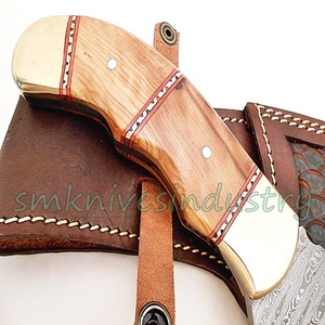 Hecho a mano de acero de Damasco de caza rastreador cuchillo hermosa vaca mango de madera cuchillo (smk1702) - Product Image 5