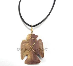 Collana con Punte di Freccia in Agata Placcata Argento/Oro Naturale |   Design Classico Thunderbird per Acquisto Unisex - Product Image 1