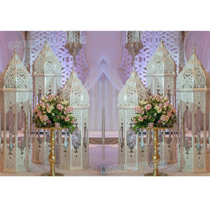 Lampes marocaines en fibre blanche de style luxe moderne pour la décoration de mariage et de passerelle - Product Image 1