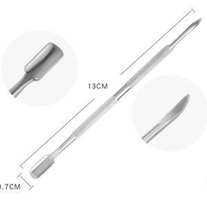 Empujador de cutículas y cortador de bordes rectos, doble punta, cutícula de acero inoxidable 100% - Product Image 4