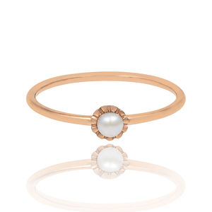 Wholesale 925 Sterling Silver Minimalist <b>Ring</b> Rose Gold Plated with Pearl Gemstone Fine Jewelry - Product Image 3