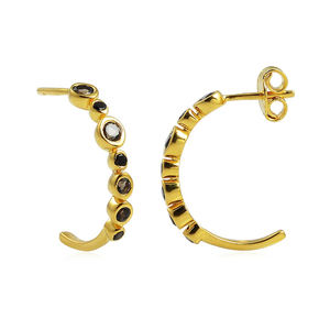 Bijoux fins à la mode 925 argent sterling zircon couleur pierres précieuses boucles d'oreilles pour dames plaquées or et bijoux cadeau fille - Product Image 2