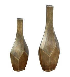 Vase moderne en laiton et aluminium, décoration d'intérieur, cadeaux pour mariage et fêtes, 2 vases - Product Image 3