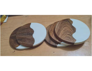 ไม้และเรซิ่นสีขาว Coasters สำหรับตกแต่งบ้านของขวัญ - Product Image 1